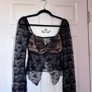 Cider Black and Brown Lace Blouse